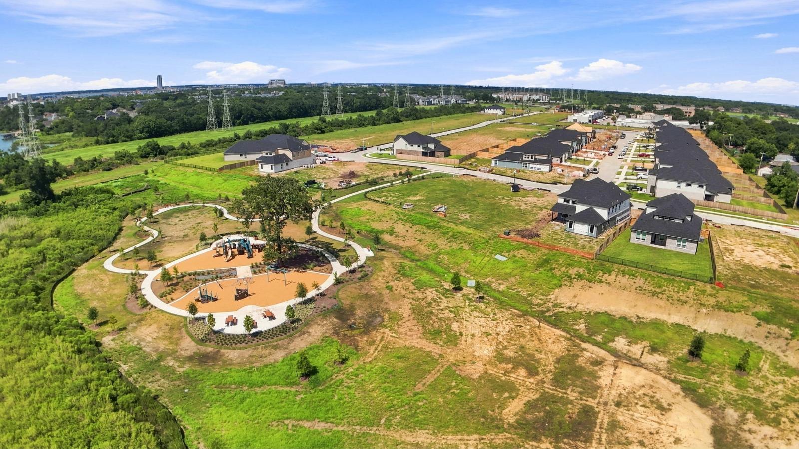 aerial view of the park and growing neighborhood