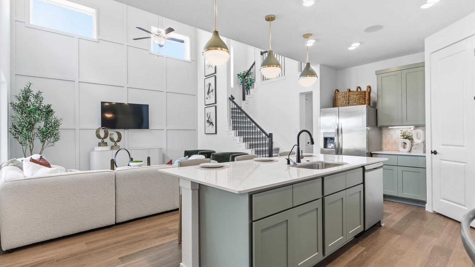 open concept kitchen and living room