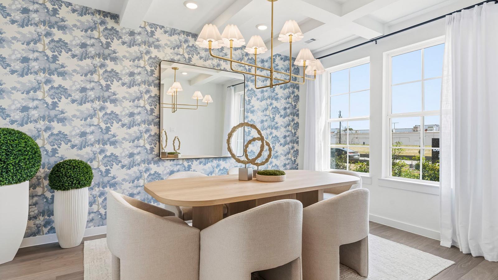 open concept dining room with large window