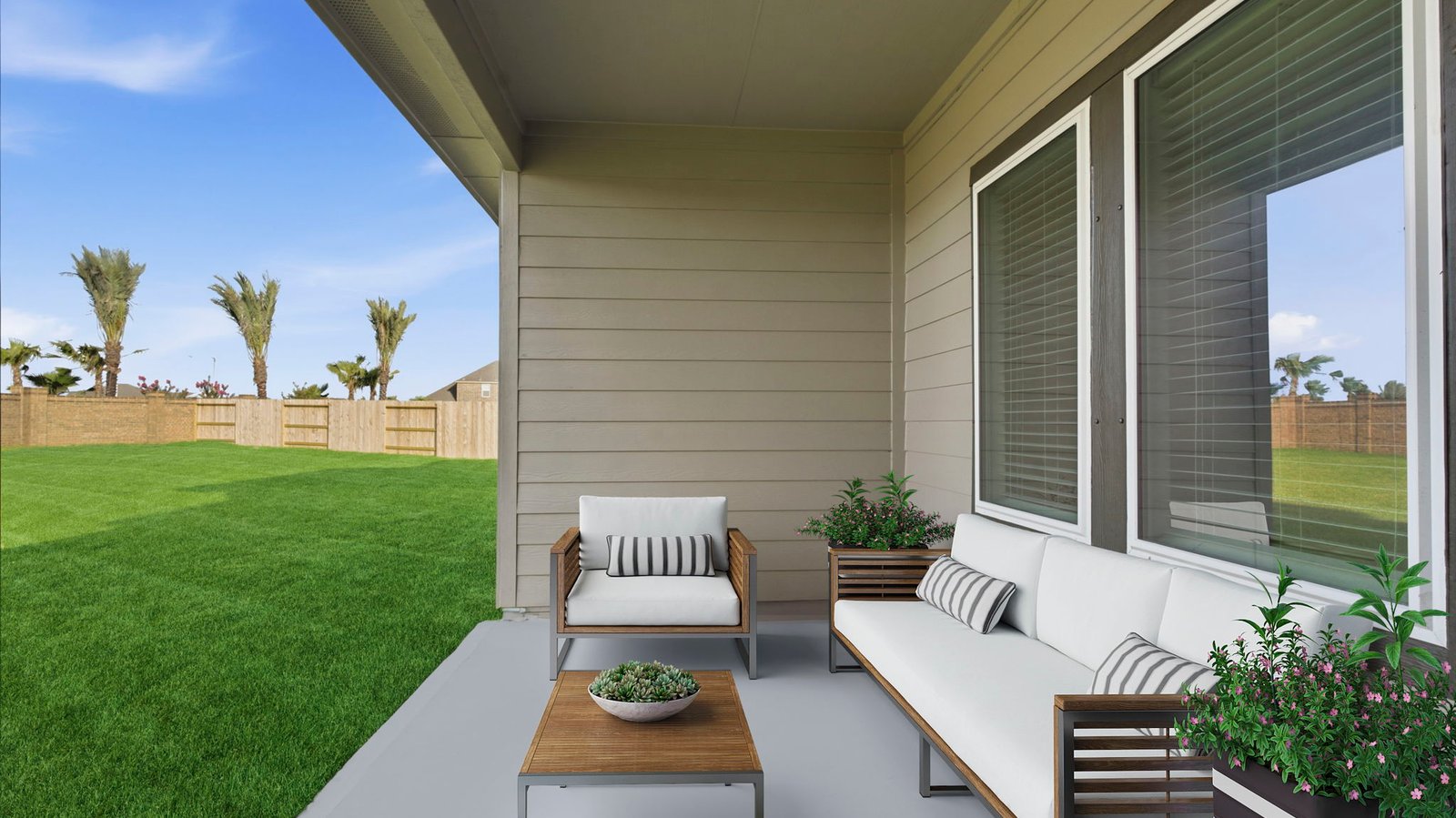 utdoor covered patio with room for outdoor furniture to enjoy the backyard in those cooler months