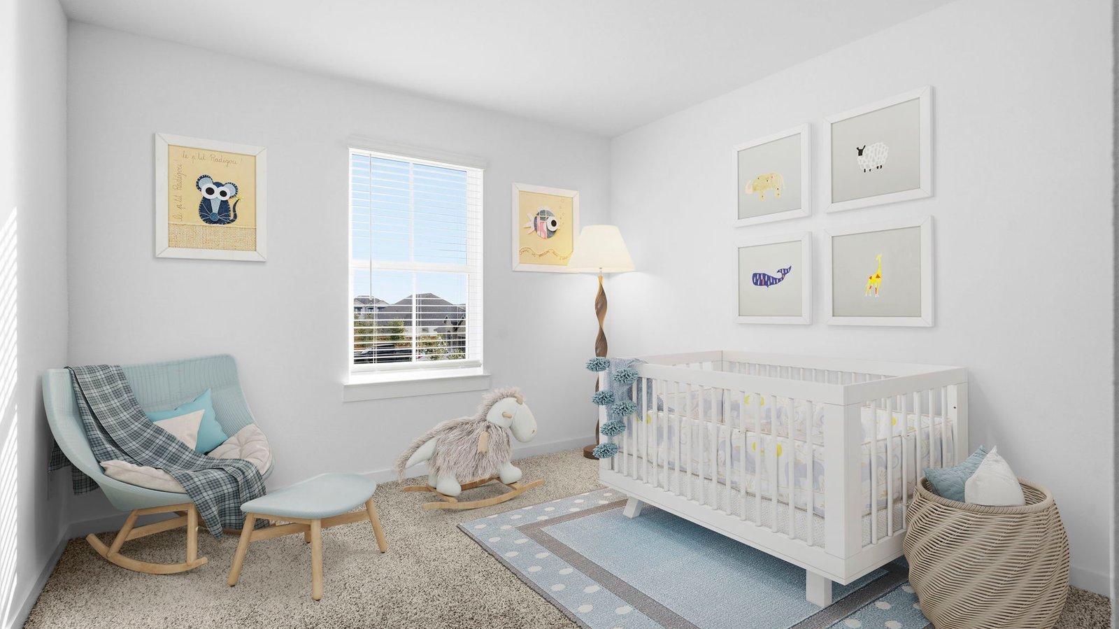 A third bedroom with neutral walls, plush carpet flooring and a separate closet.