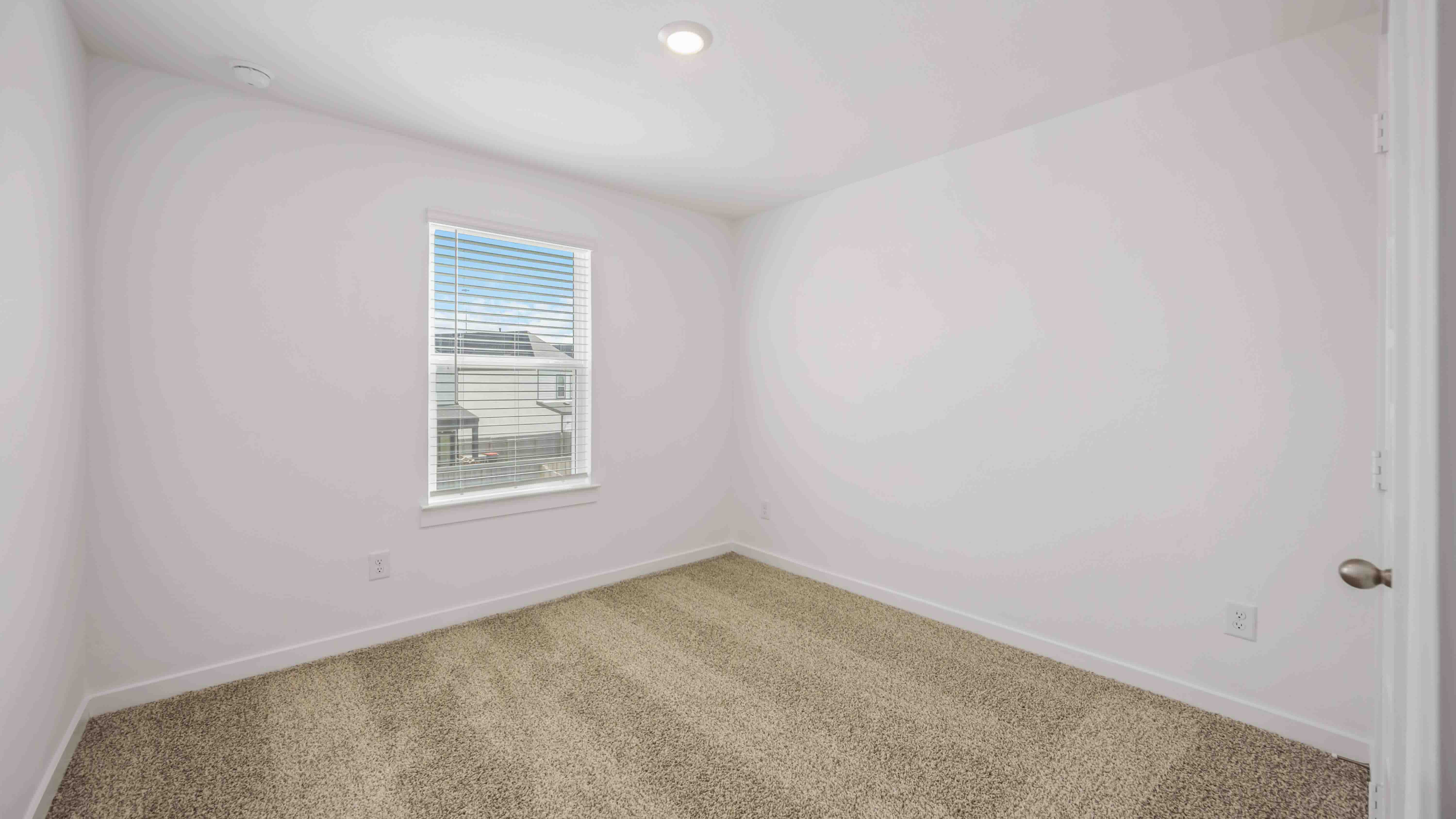 secondary bedrooms have light neutral walls and carpet flooring