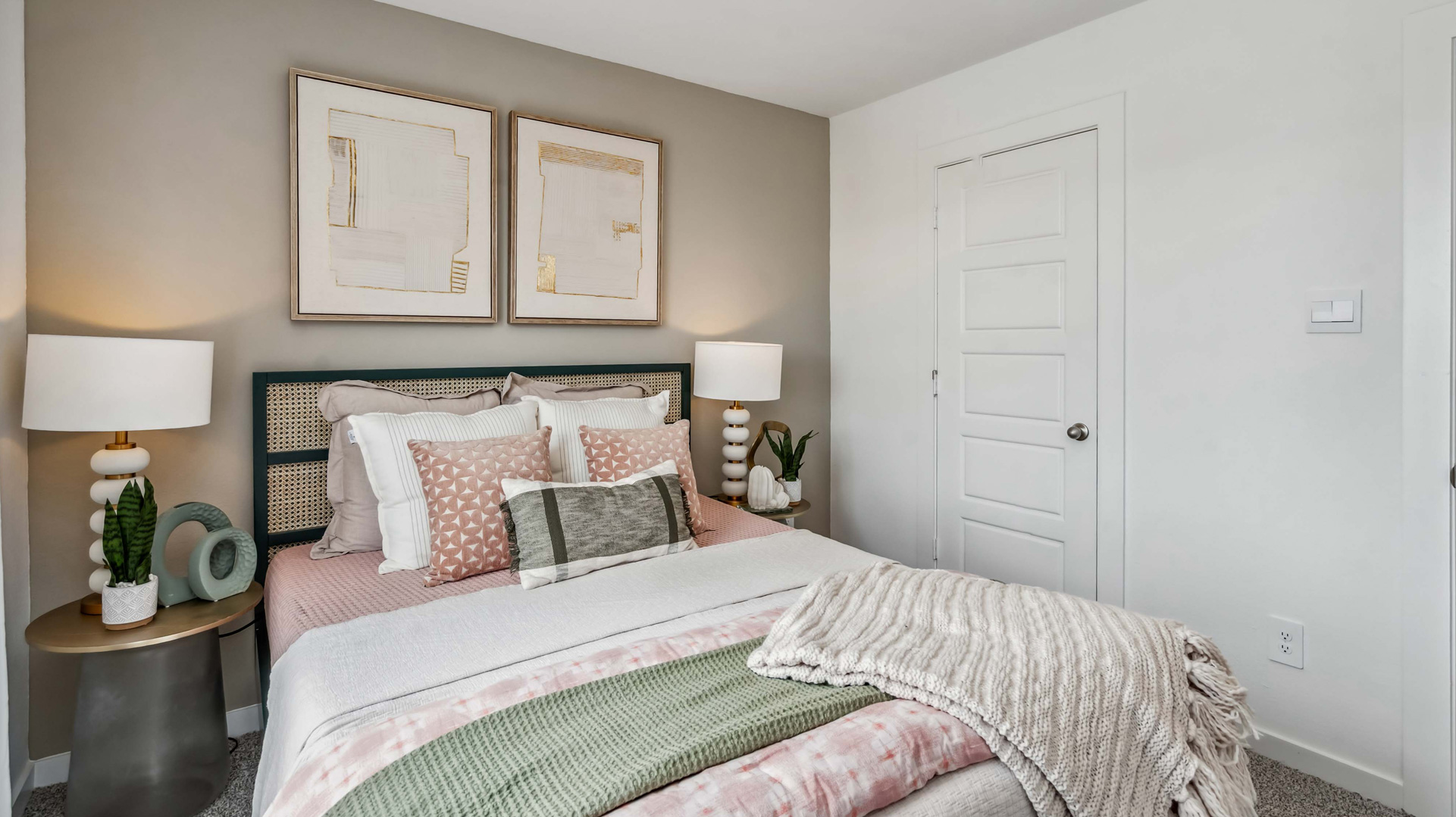 second bedroom has carpet flooring for comfort