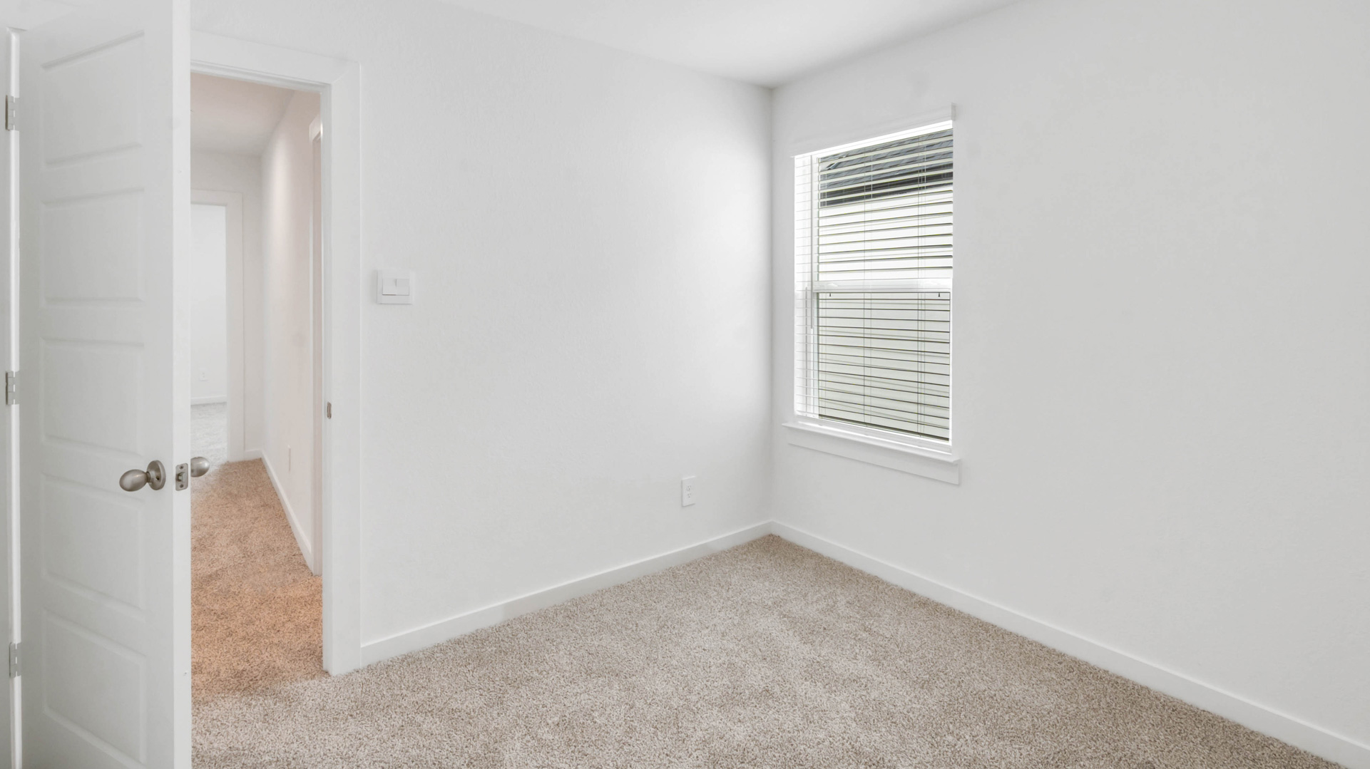 carpet flooring offers comfort with the balance of light neutral walls for a fresh look