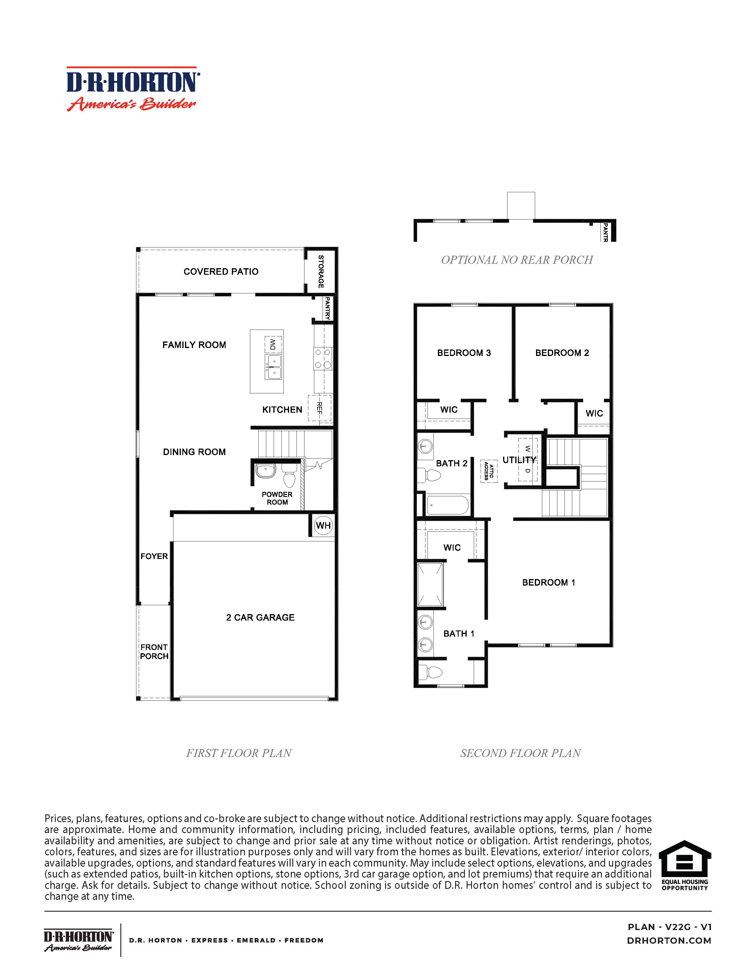 Gardenia floor plan with three bedrooms and two and a half bathrooms