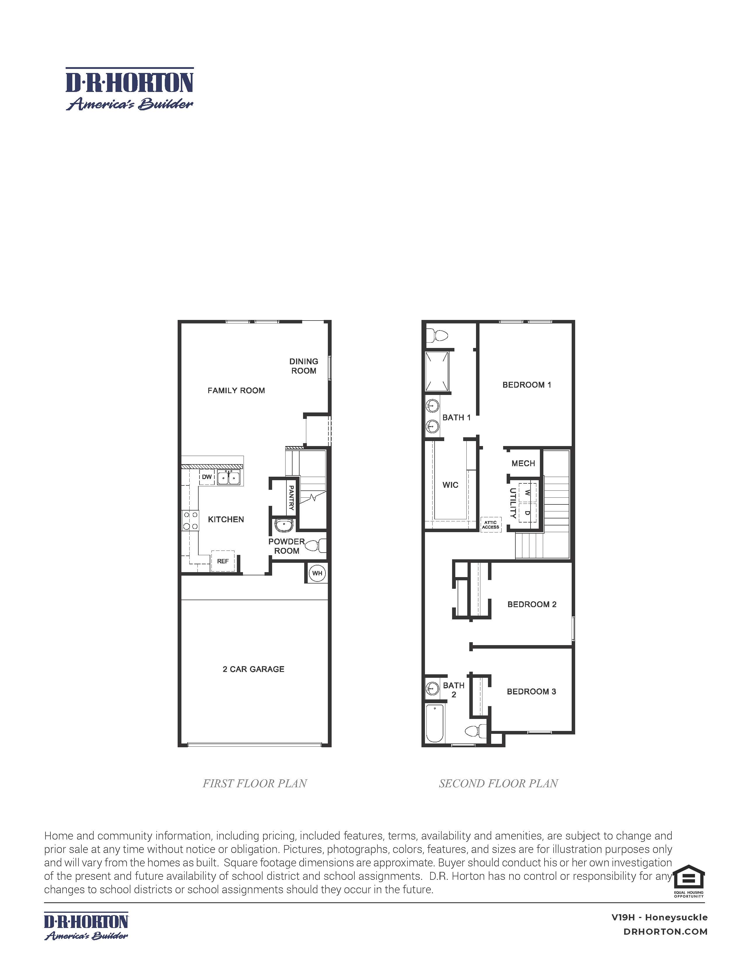 the honeysuckle floor plan with three bedrooms and two and a half bathrooms