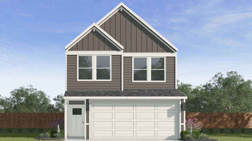 two story home with a two car garge