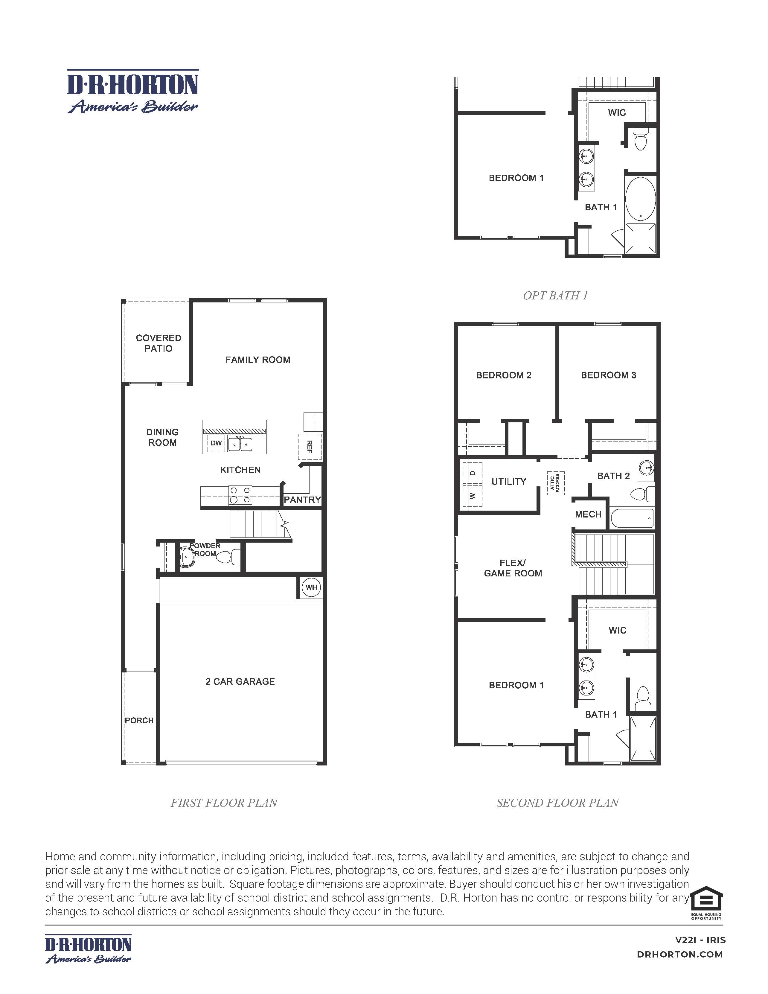 the iris floor plan with three bedrooms, a flex room, and two and a half bathrooms