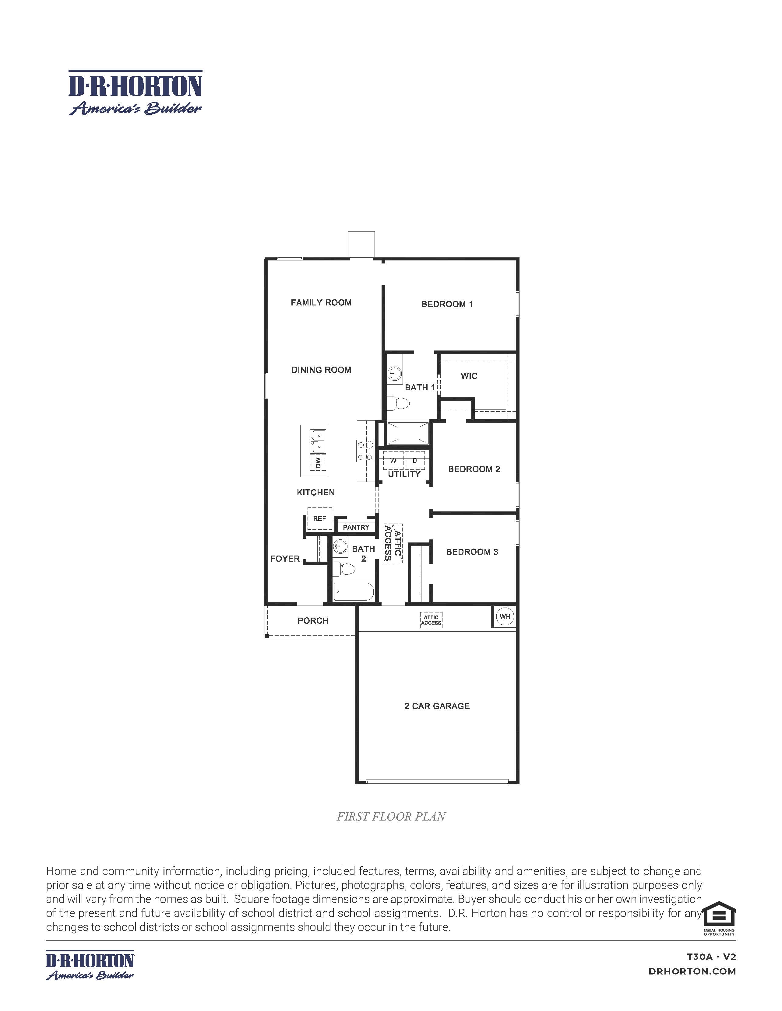 one story floor plan with three bedrooms and two bathrooms