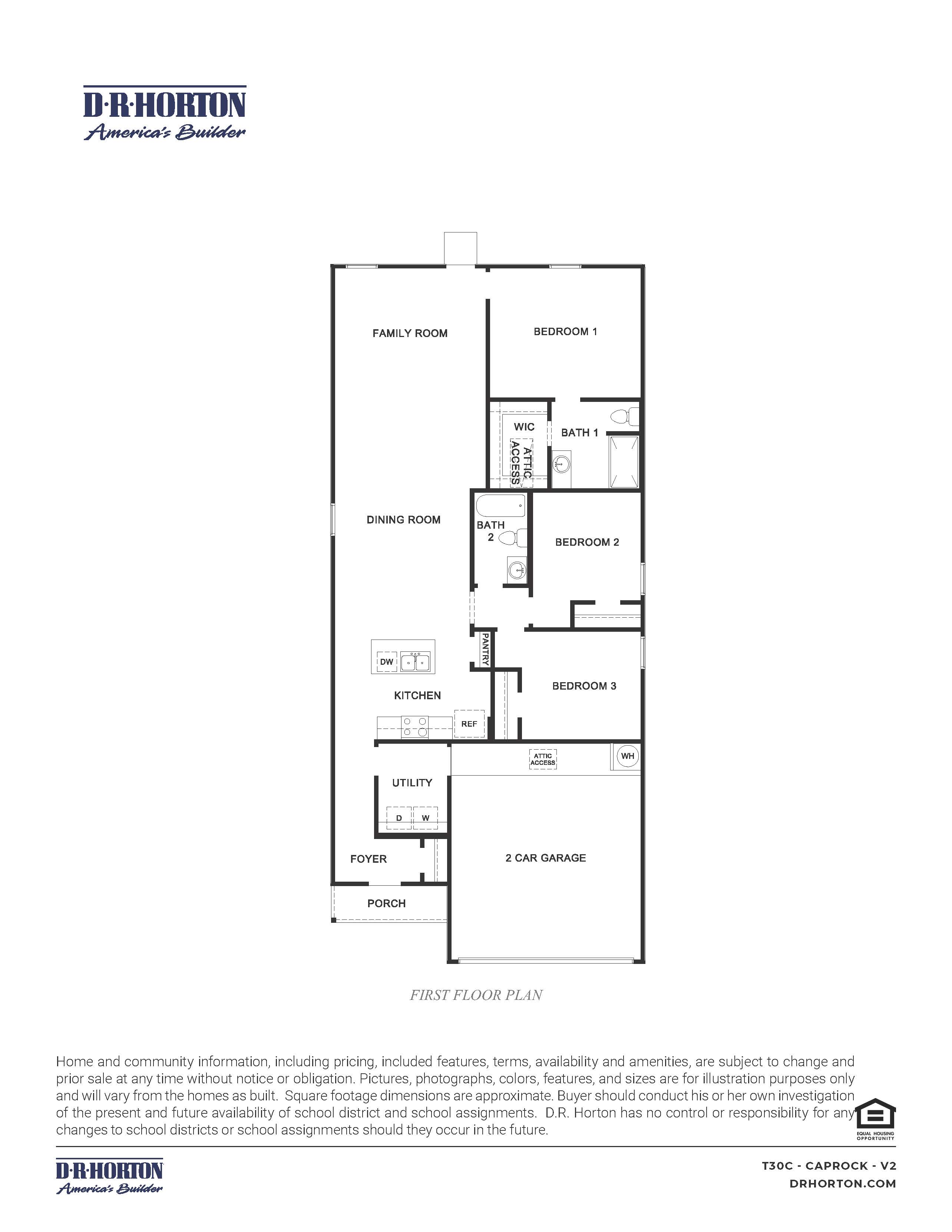 one story floor plan with three bedrooms and two bathrooms