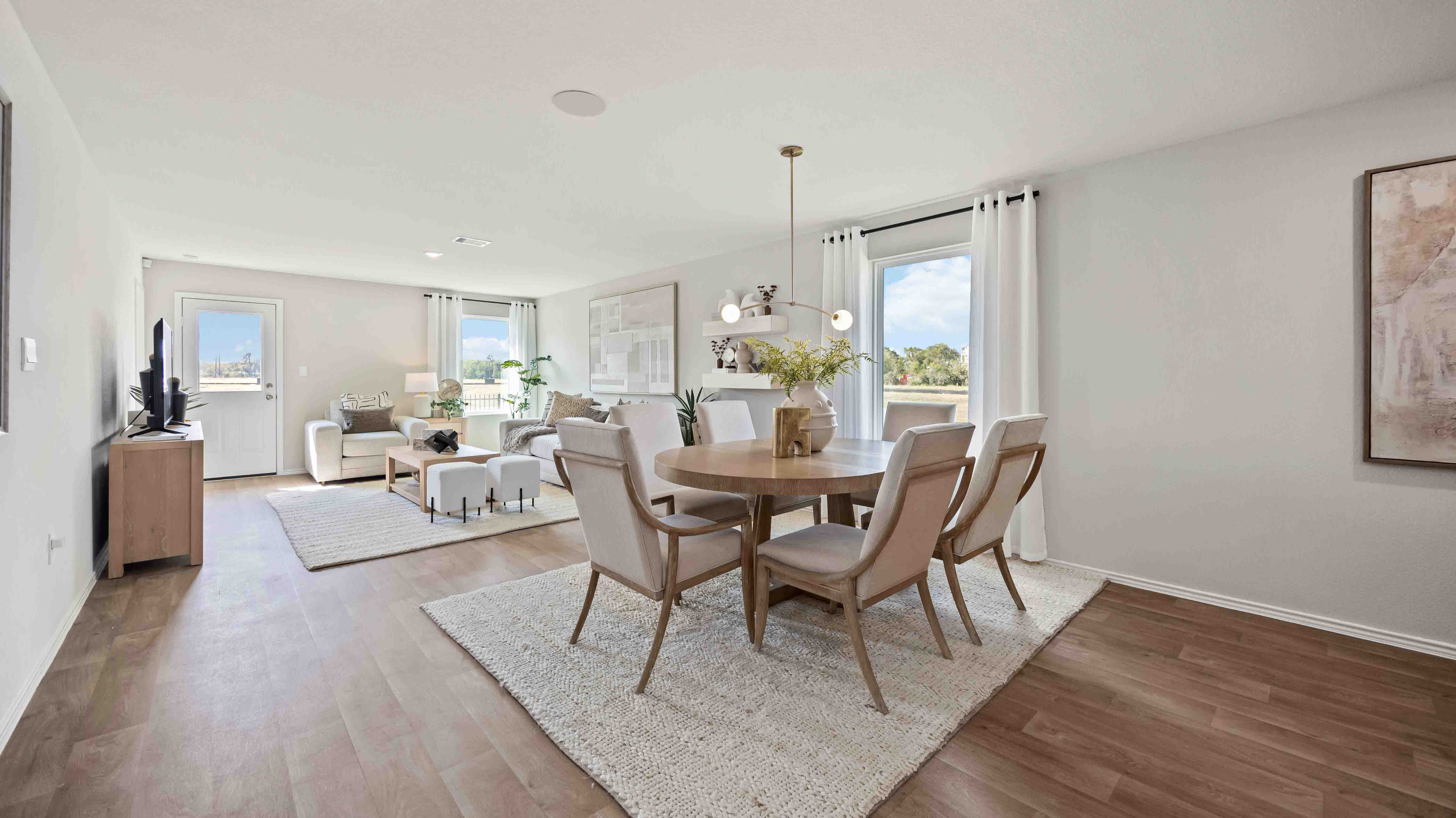 open concept living and dining area, room for guests