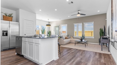 Open concept kitchen and living area