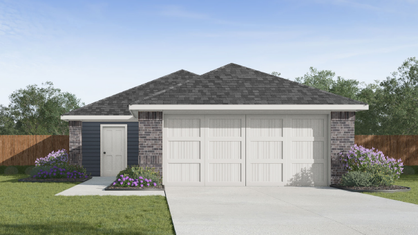 one story home with dark brick and exterior siding