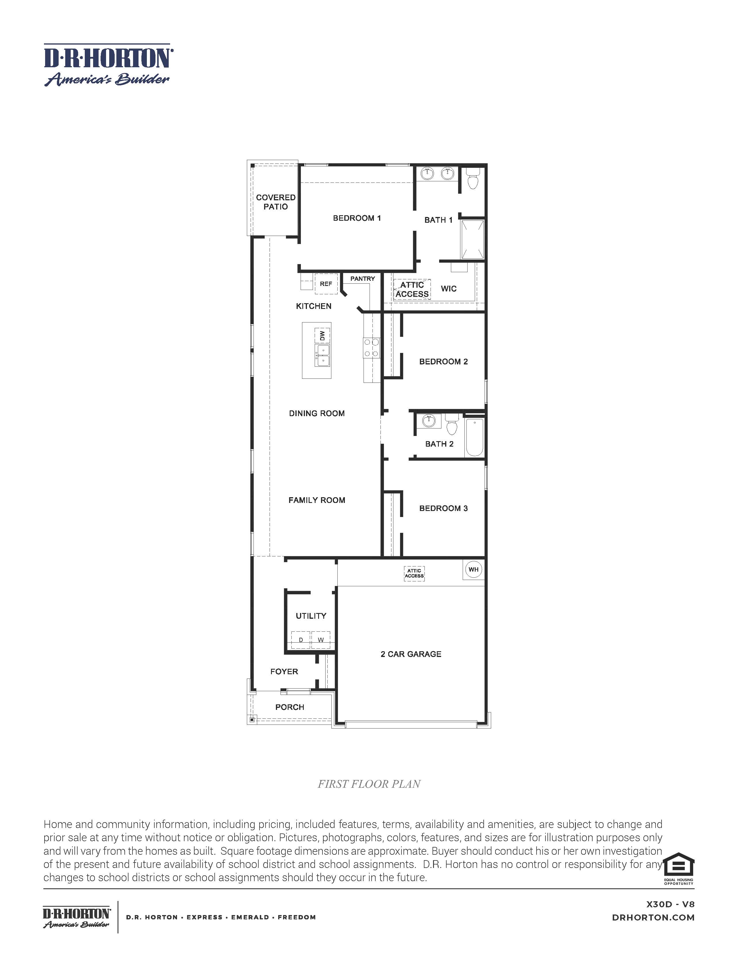 one story three bedroom two bathroom