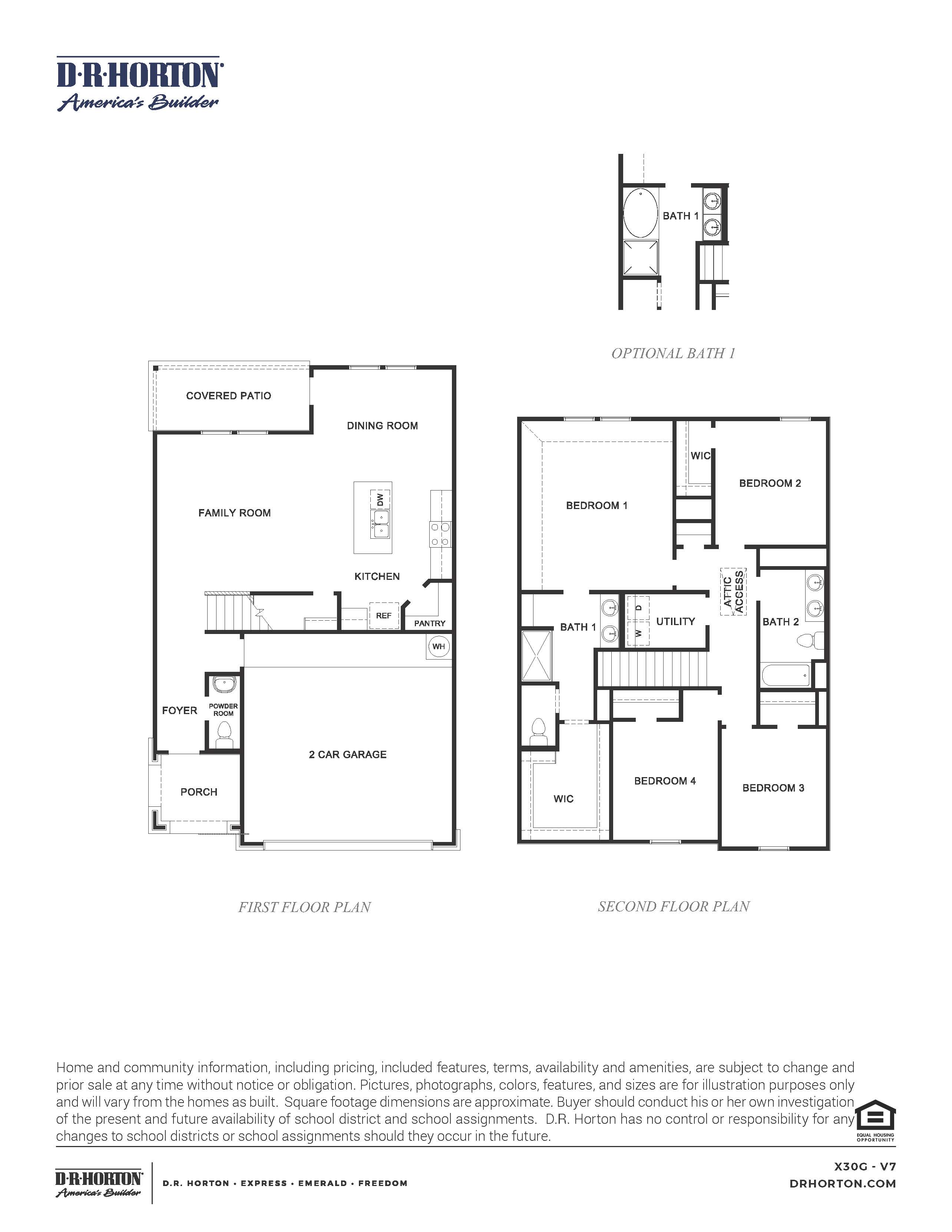 two story home with 4 bedrooms, 2.5 baths and a bathtub option