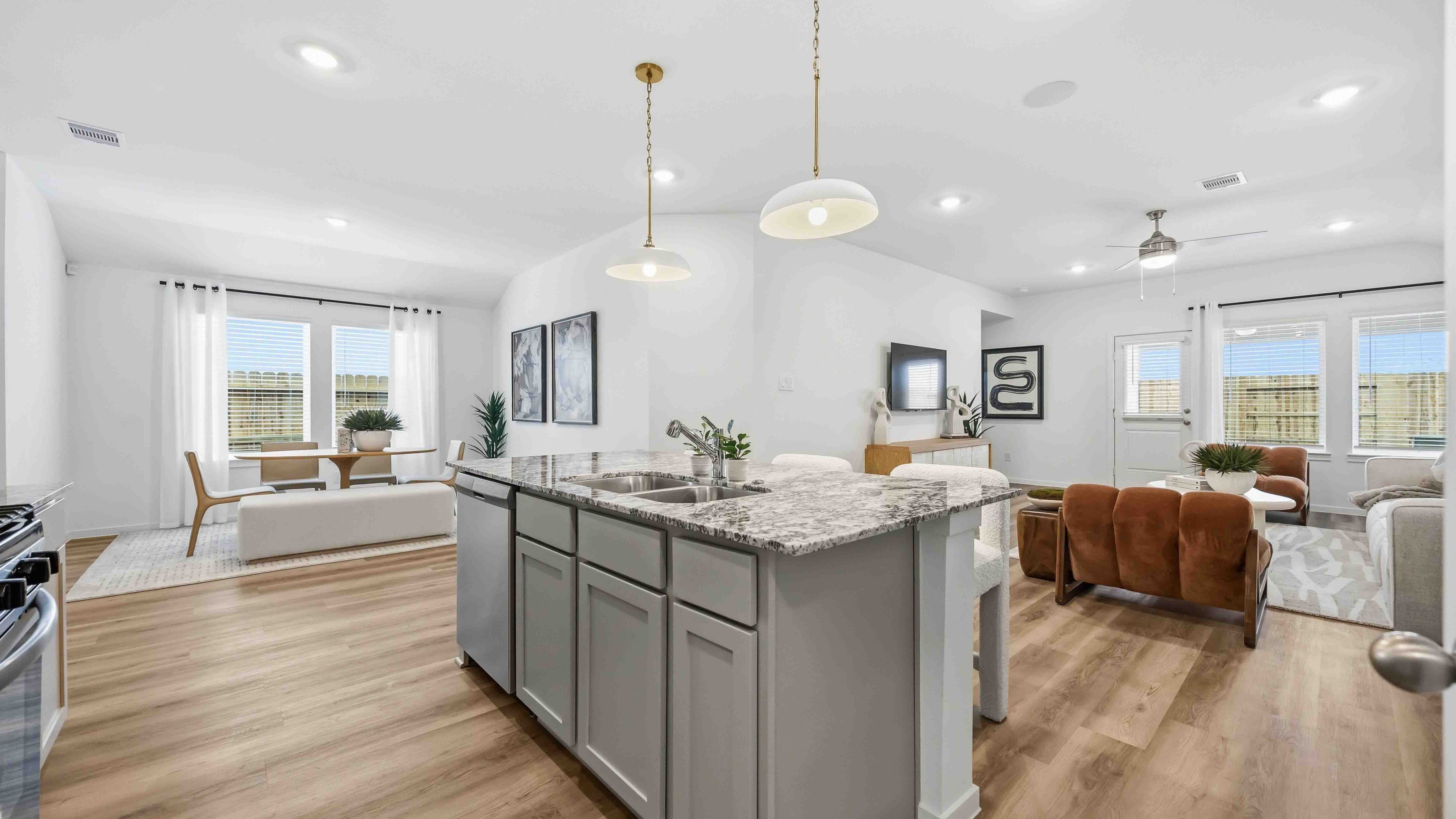 kitchen island - a spacious island offers bar seating perfect for dining or entertaining