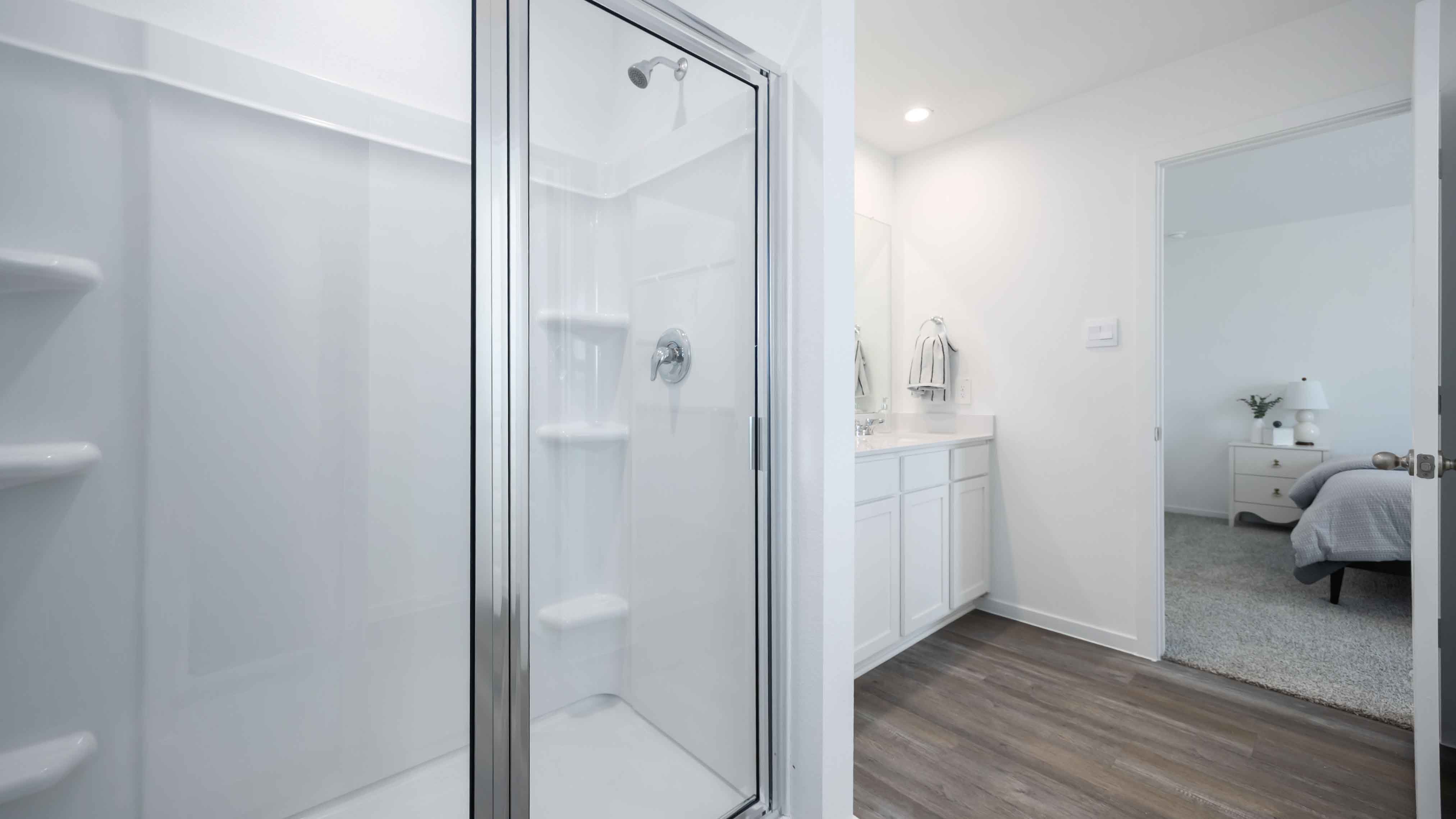 the primary bathroom with a standing shower