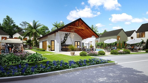 alaia crossing future amenities. Cabana clubhouse with a community pool and outdoor space.