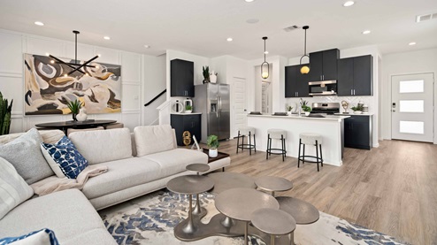 alaia crossing model home view of open concept living on the main floor