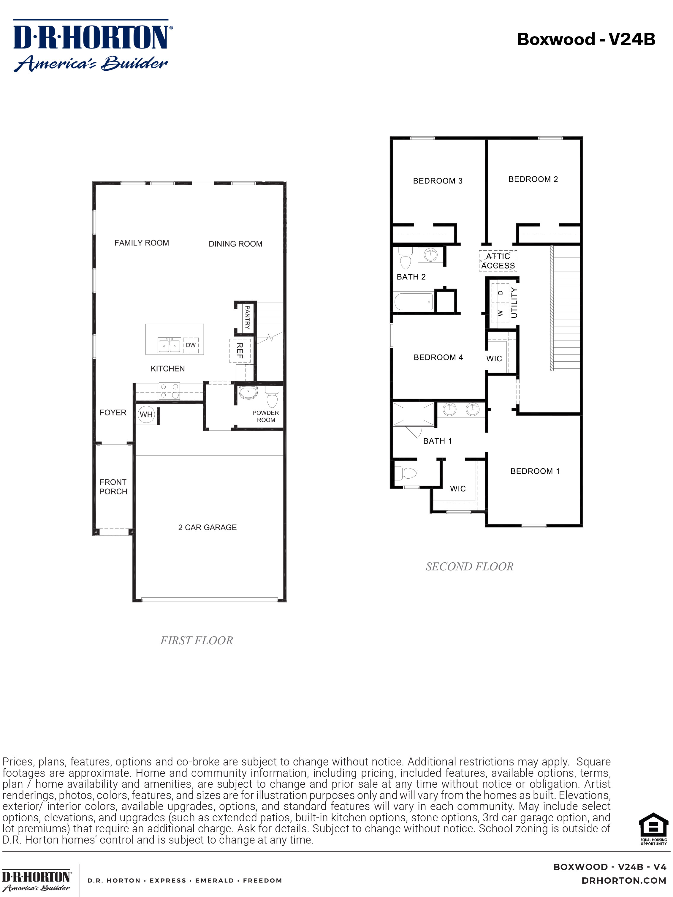 boxwood floorplan, a two story home with 4 beds and 2.5 baths