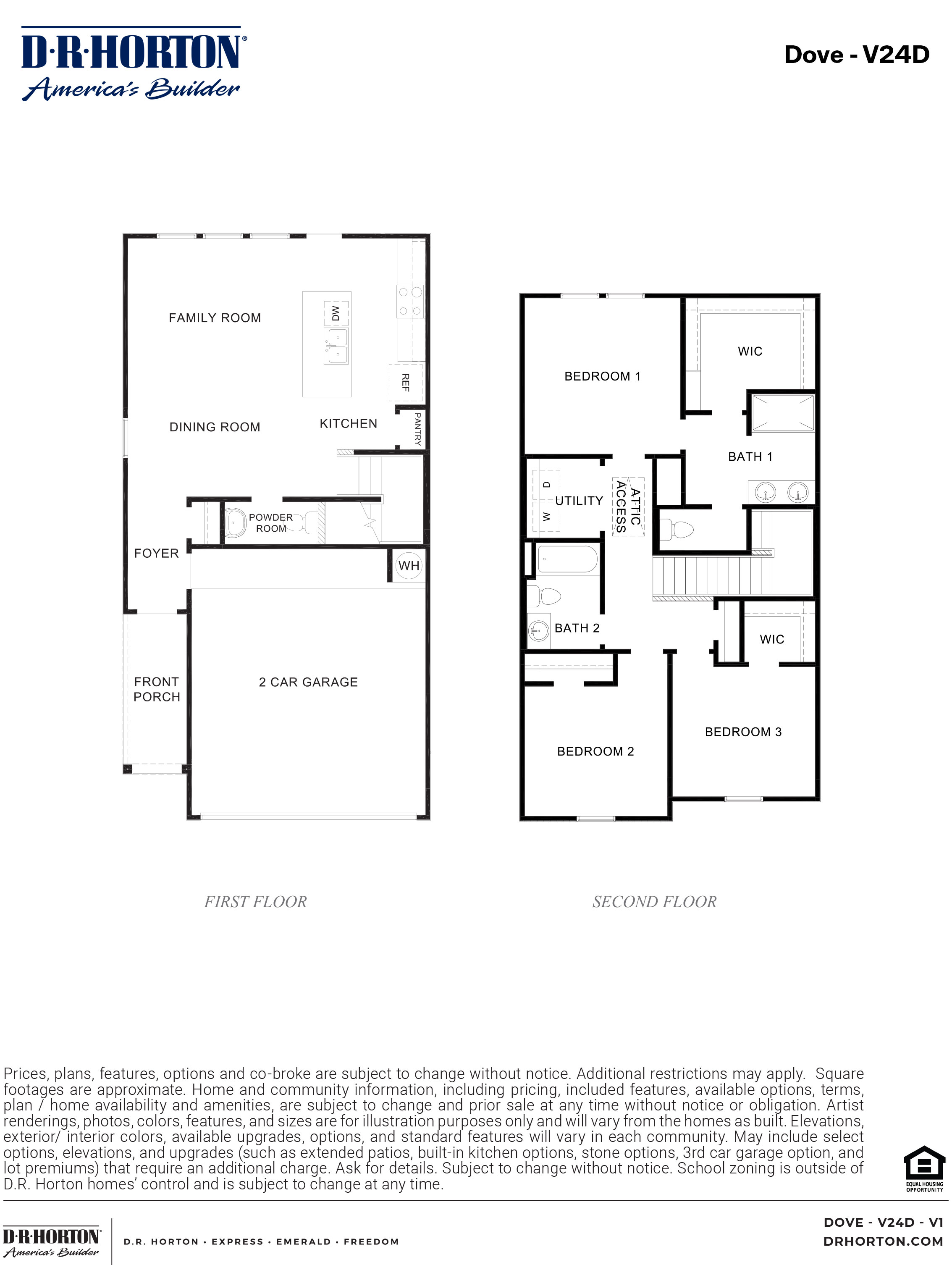 dove floorplan, a two story home with 3 bedrooms and 2.5 baths