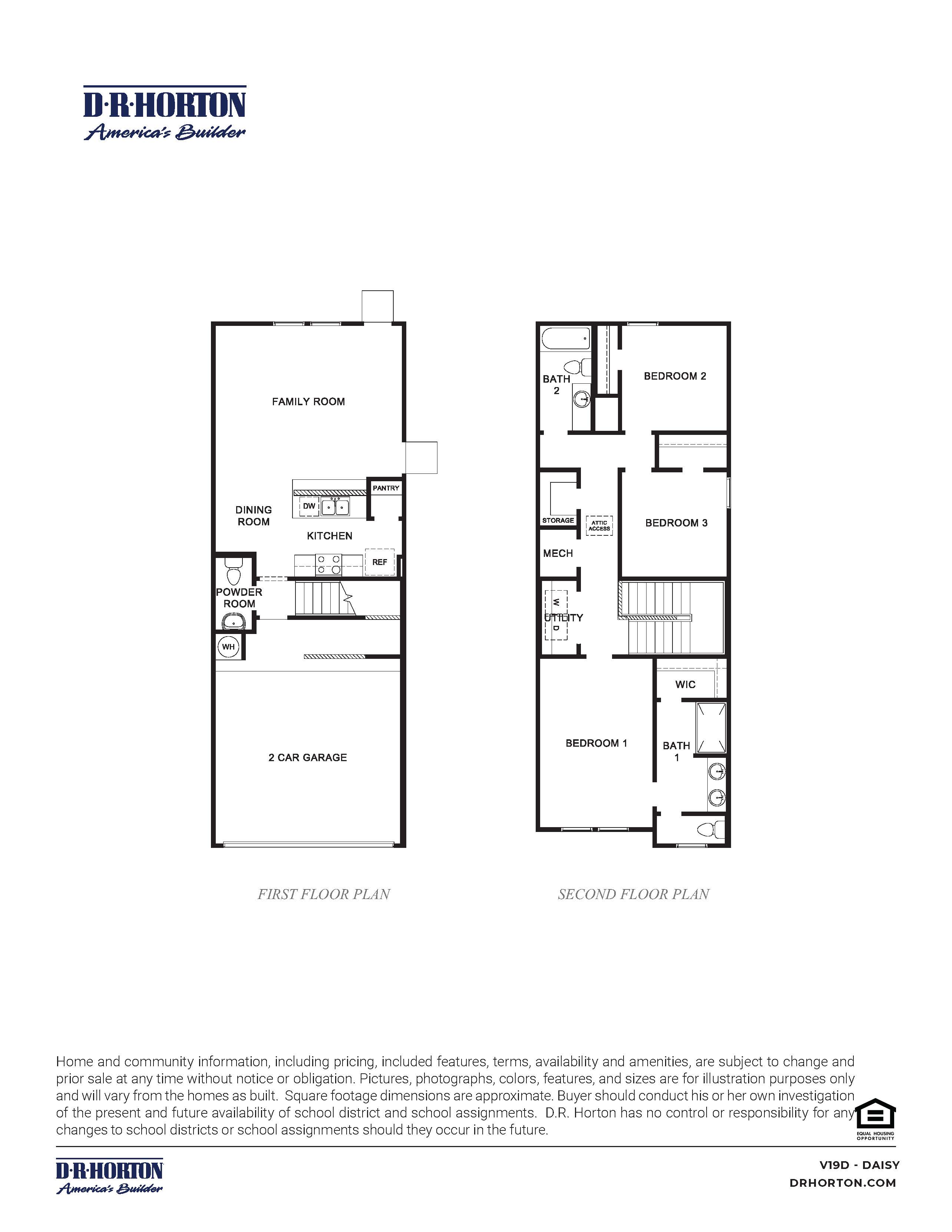 the daisy floor plan with two bed and two and a half bathroom