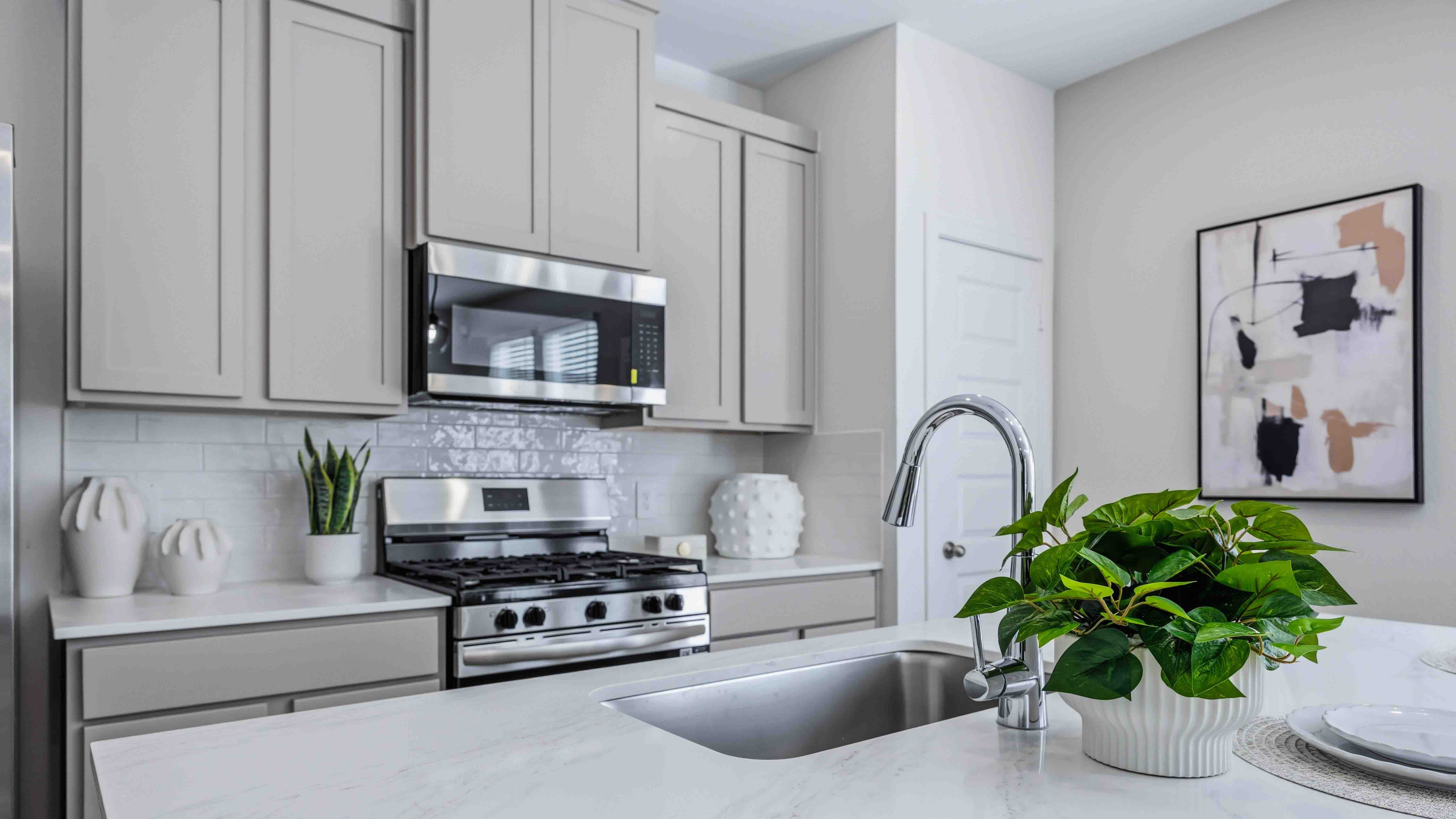 stainless steel appliances in the kitchen