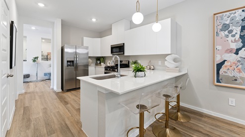 beautiful new kitchen with quartz countertops and stainless steel appliances