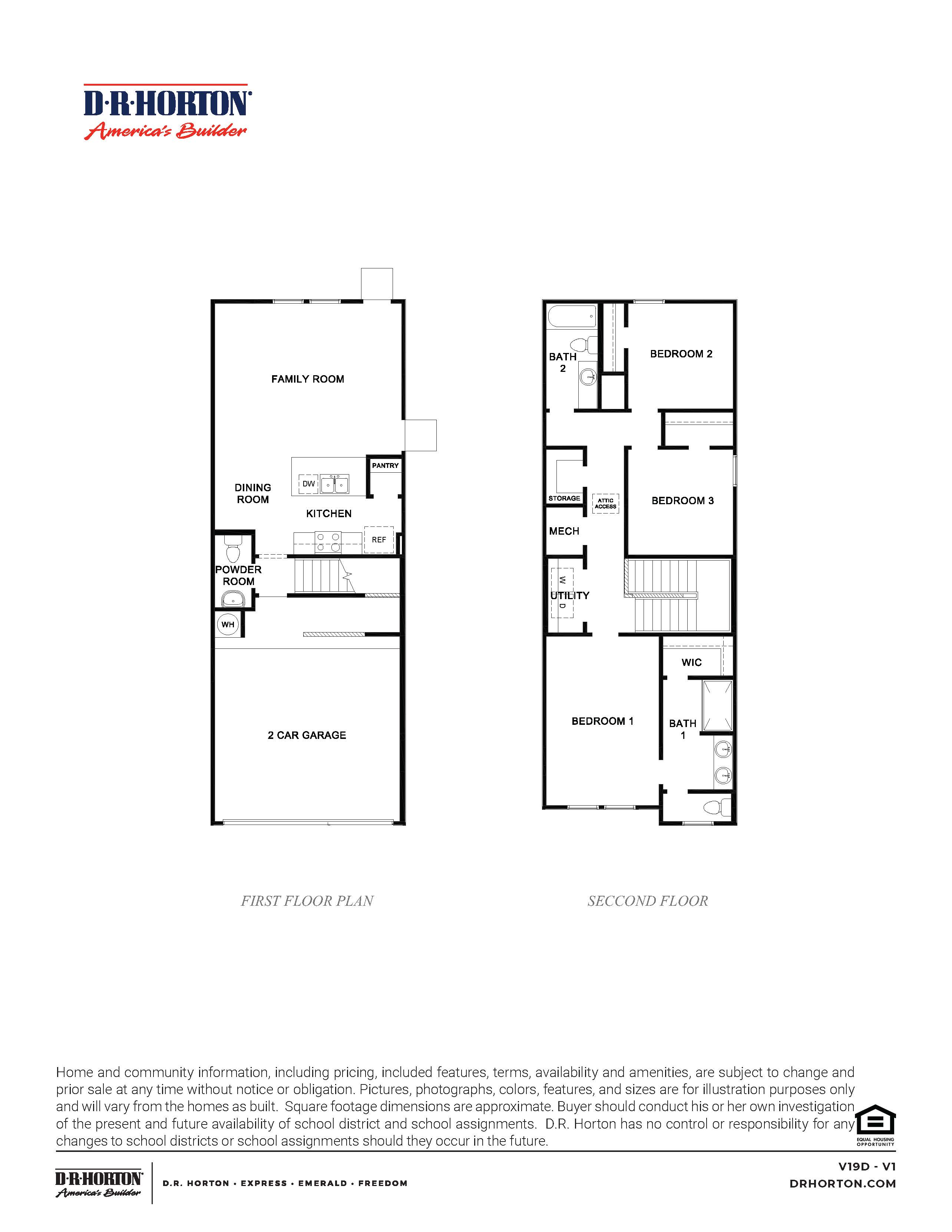 the daisy floor plan with three bedrooms and a two and a half bath