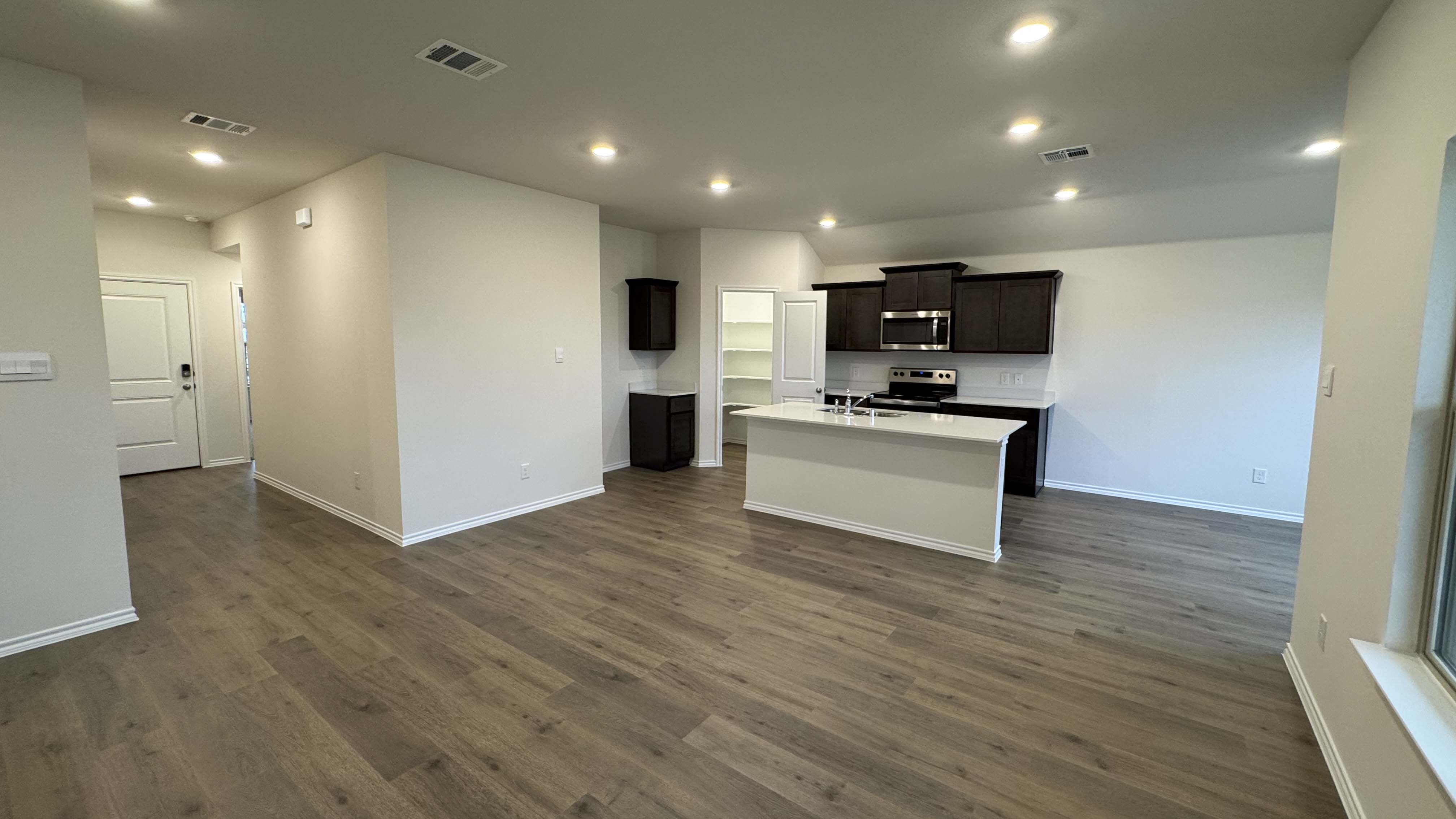 kitchen and living area