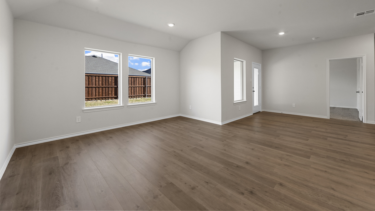 Livingroom overlook with brown laminate flooring