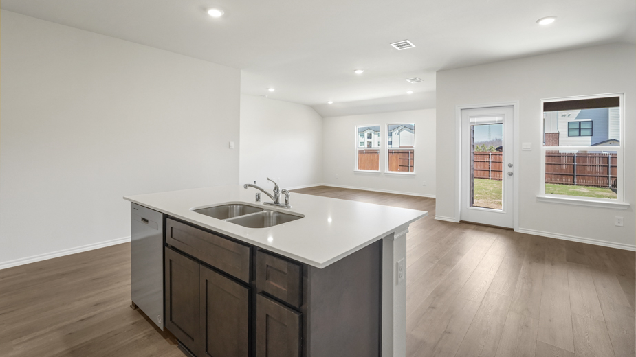 kitchen and living area
