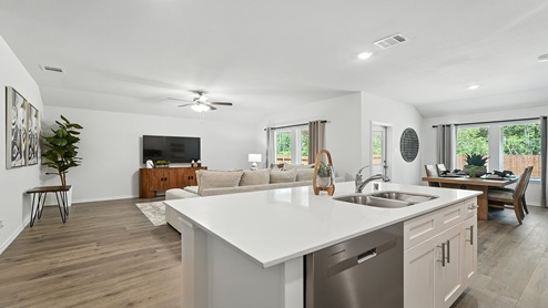 Open concept kitchen and living room.