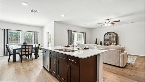 Open concept kitchen and living room.