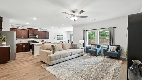 Open concept kitchen and living room.