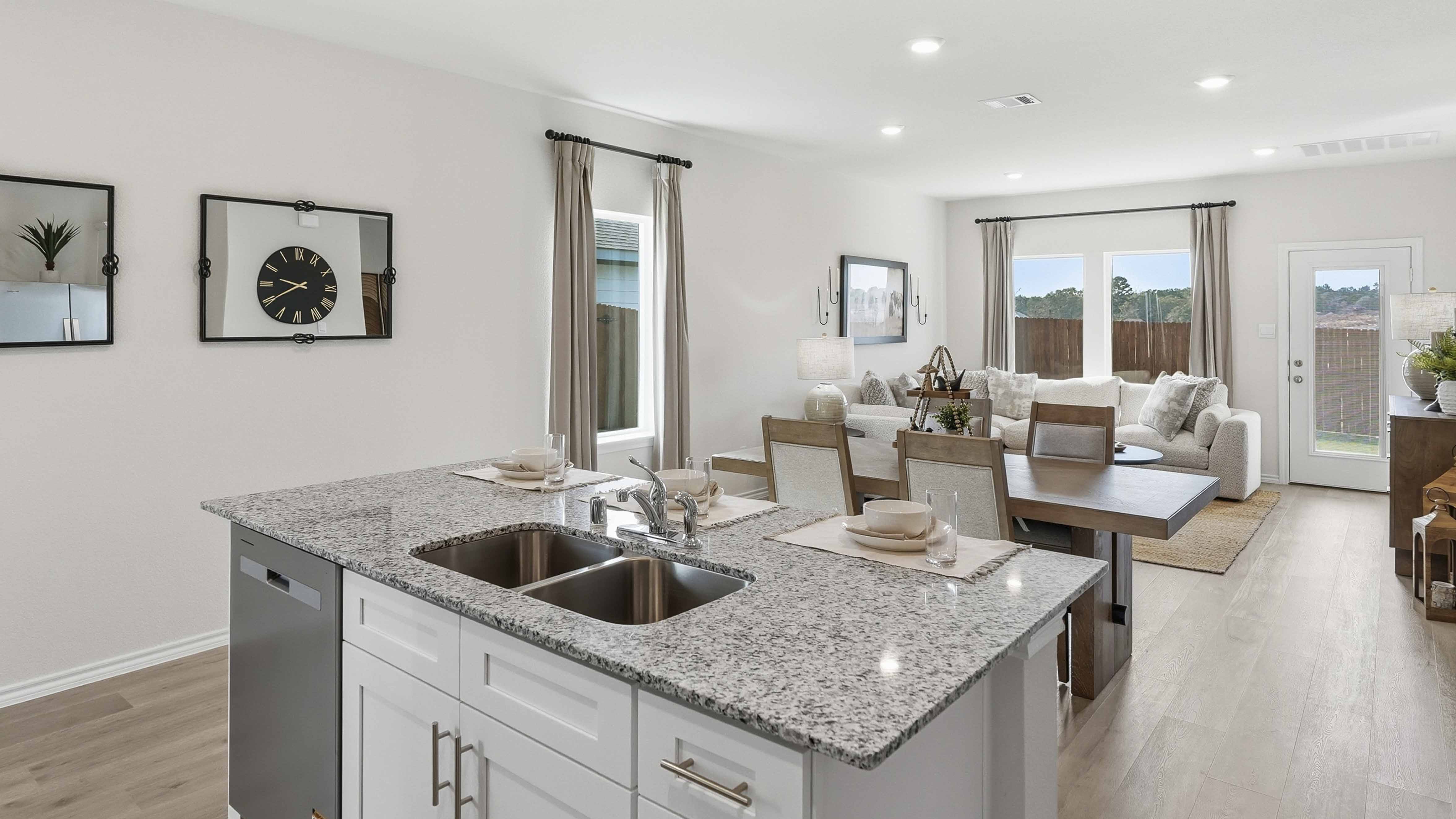 kitchen and living area