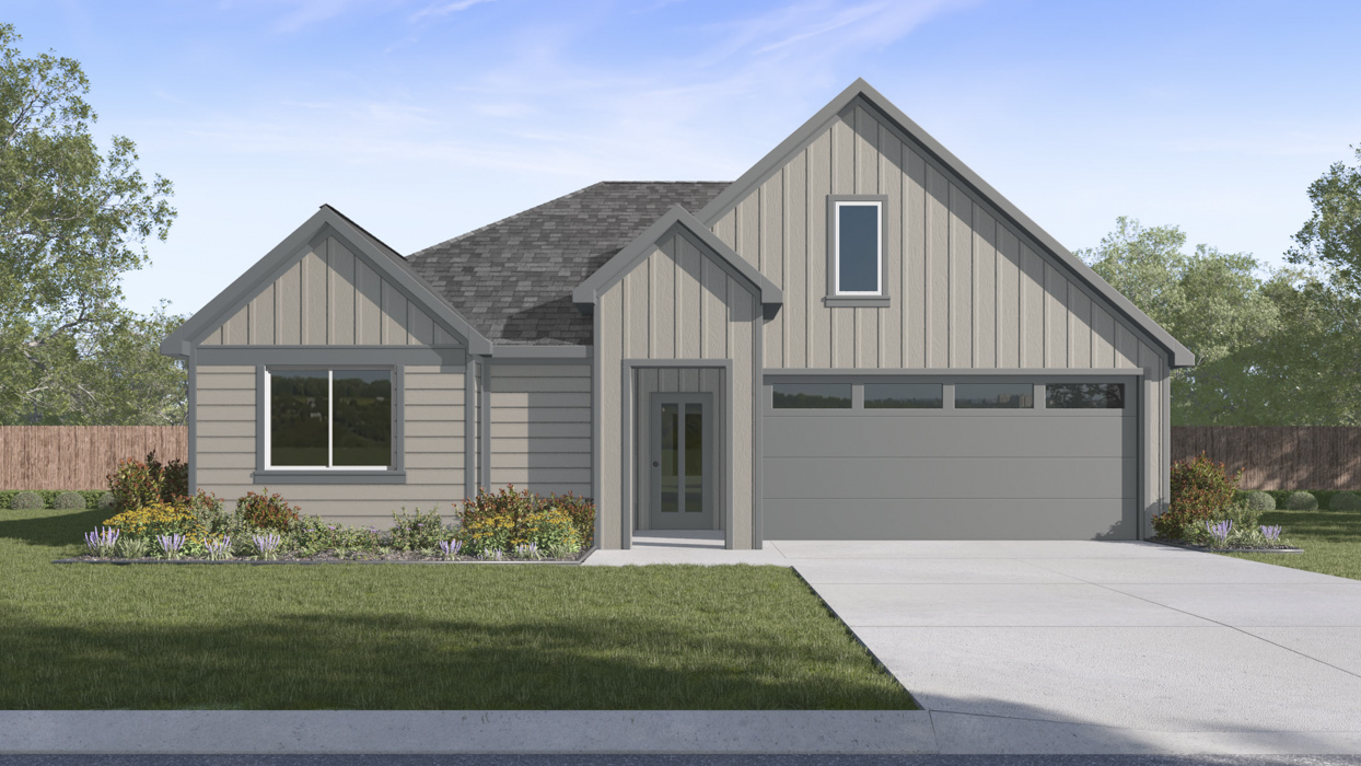 rendering of one story home with siding exterior