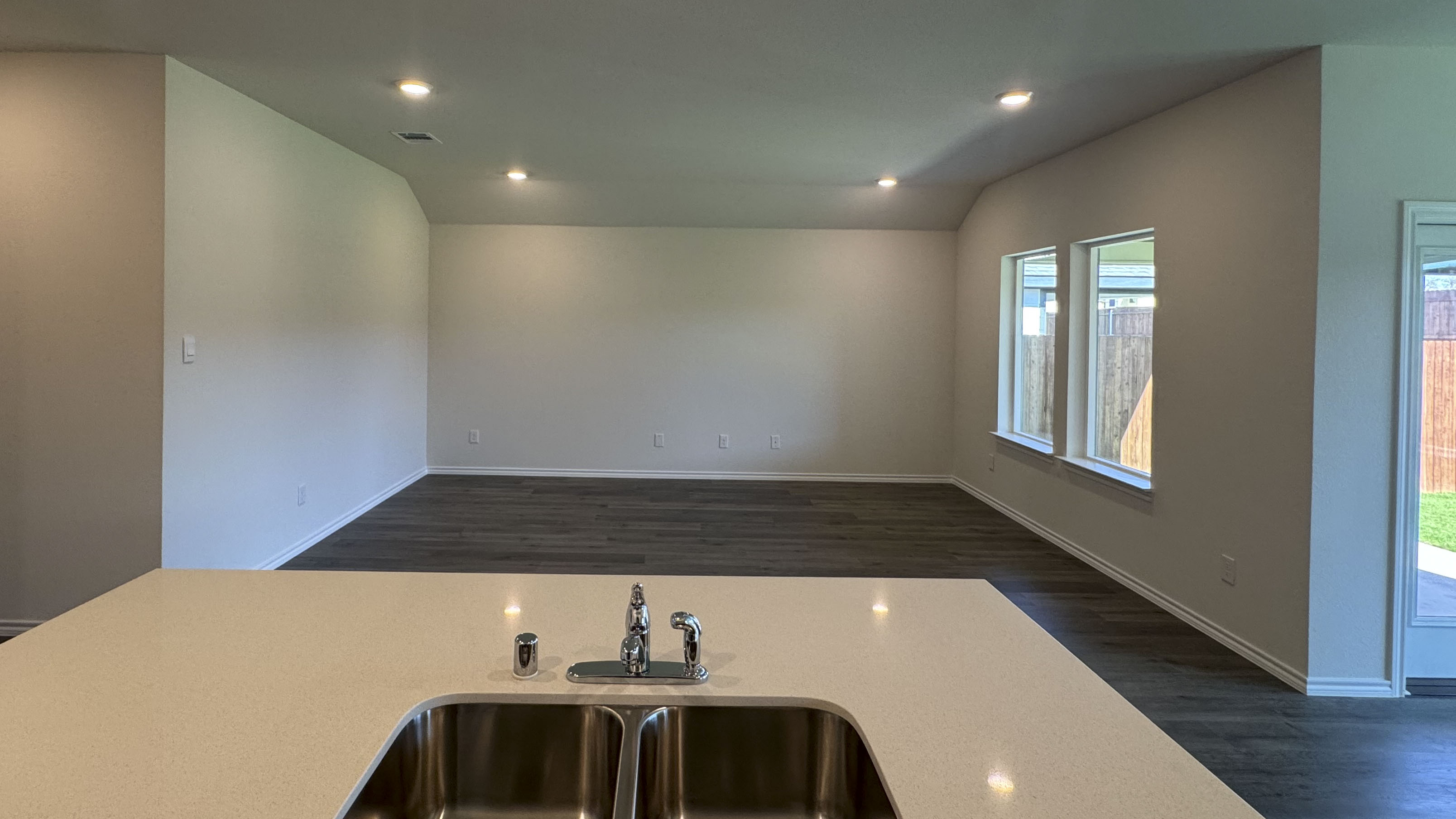 kitchen and living area