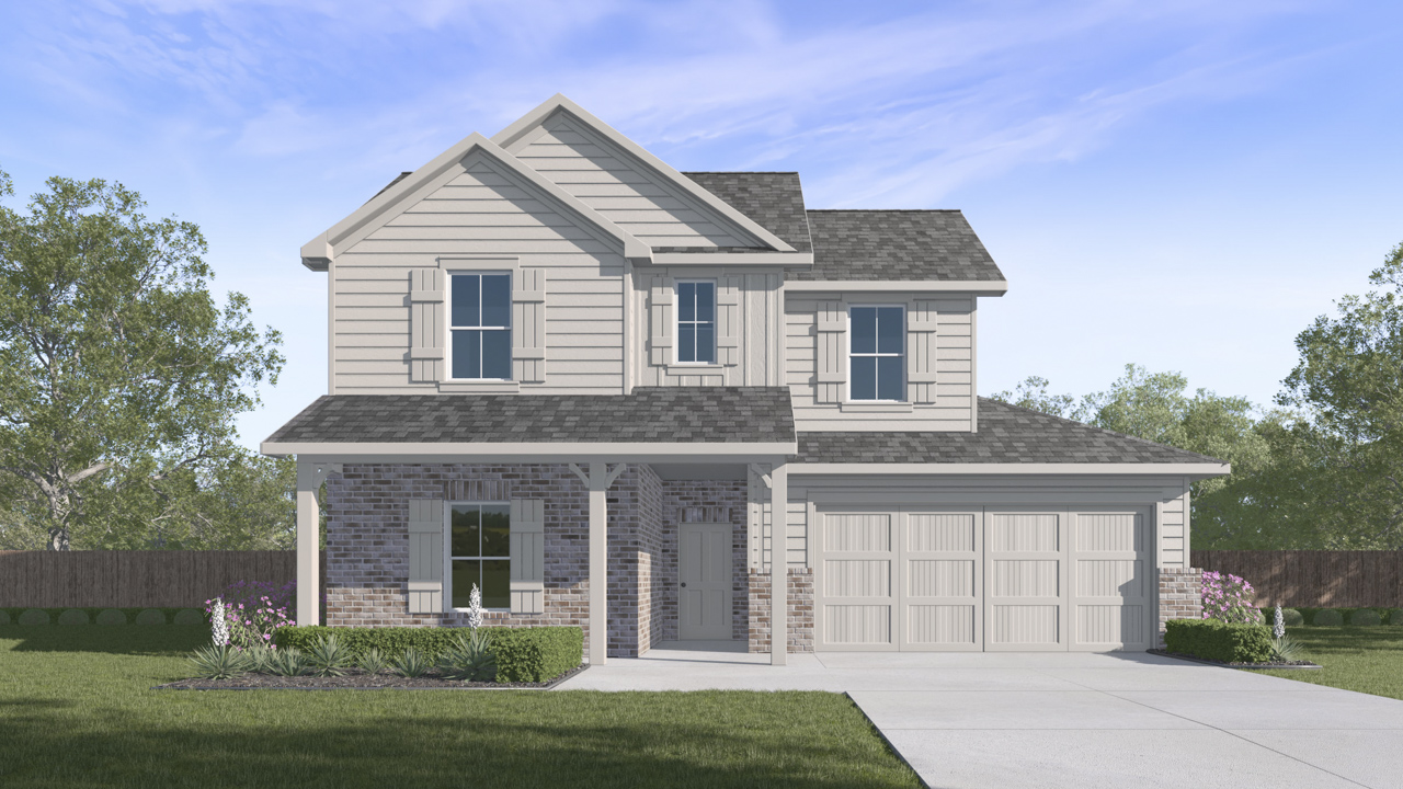 two story with brick and siding