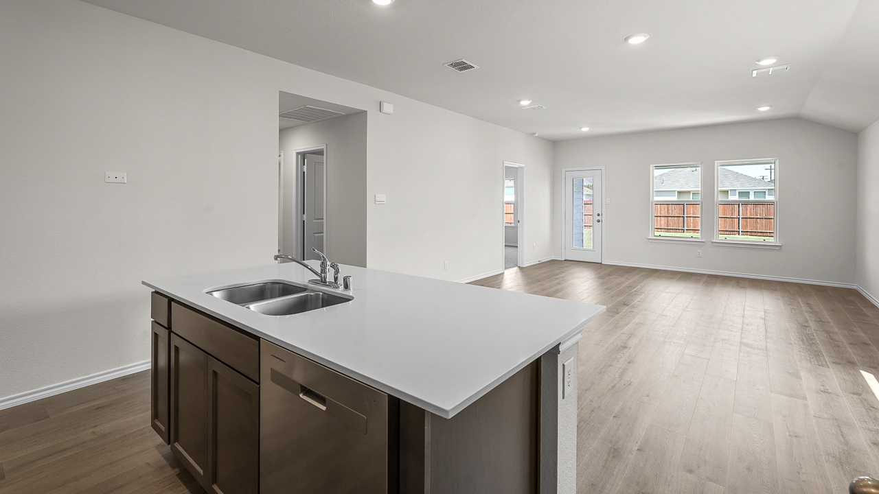 kitchen and living room