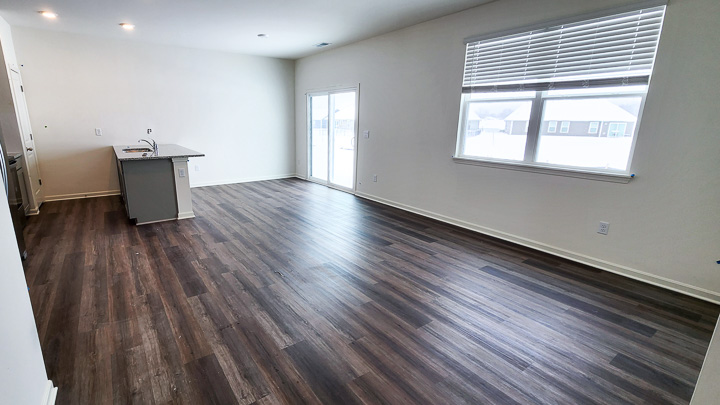 living room, kitchen and dining area