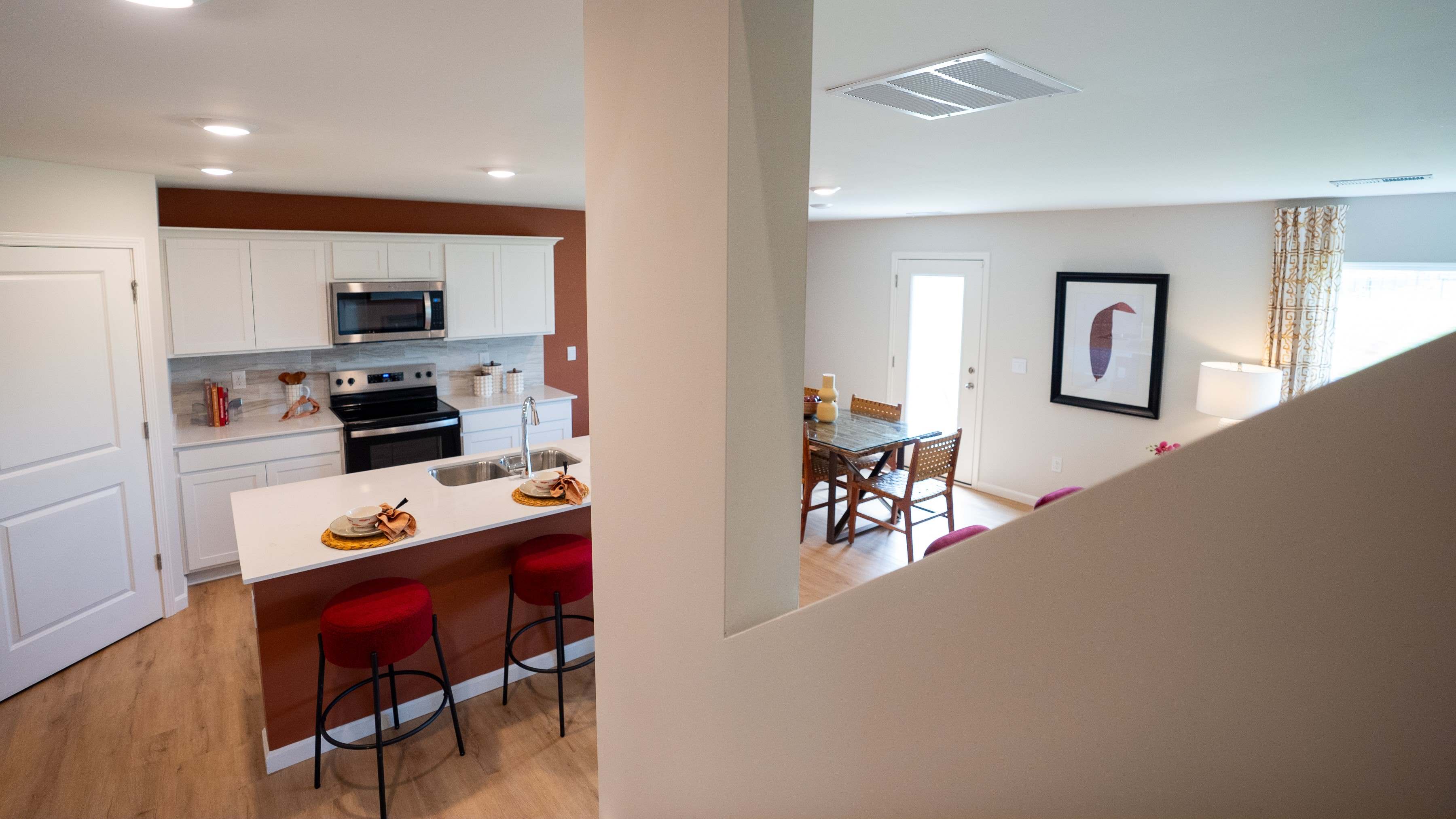 Kitchen view from the staircase
