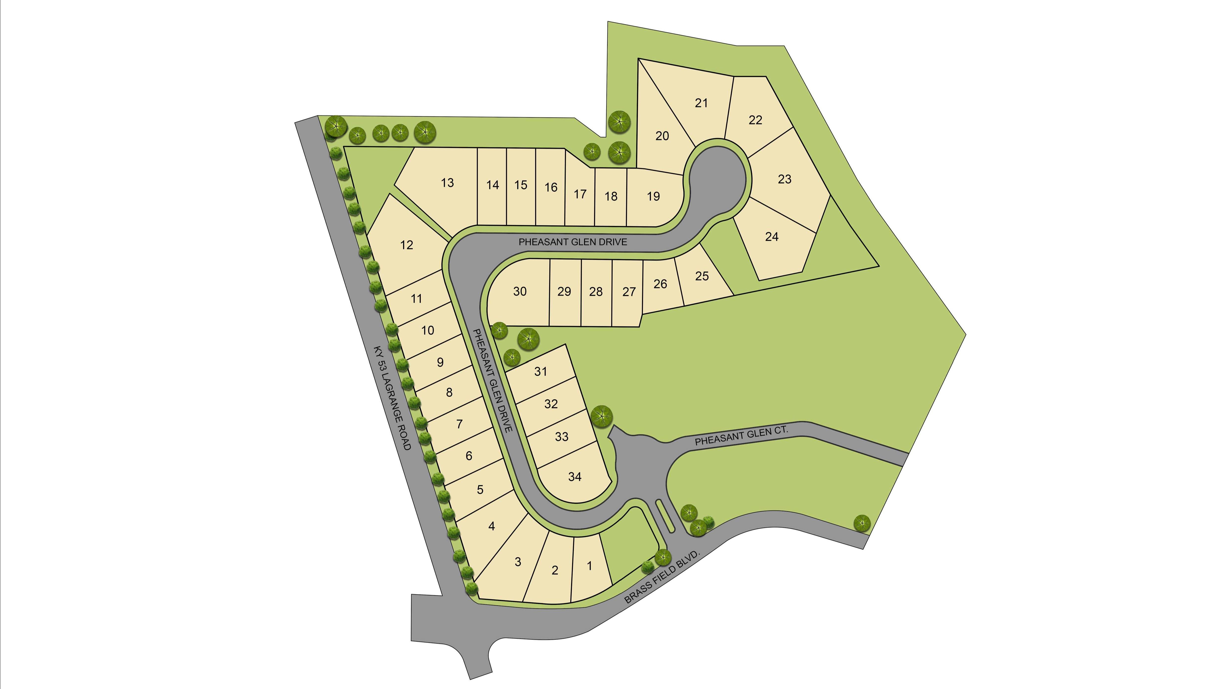 Pheasant Glen Site Map (home is on lot #2)