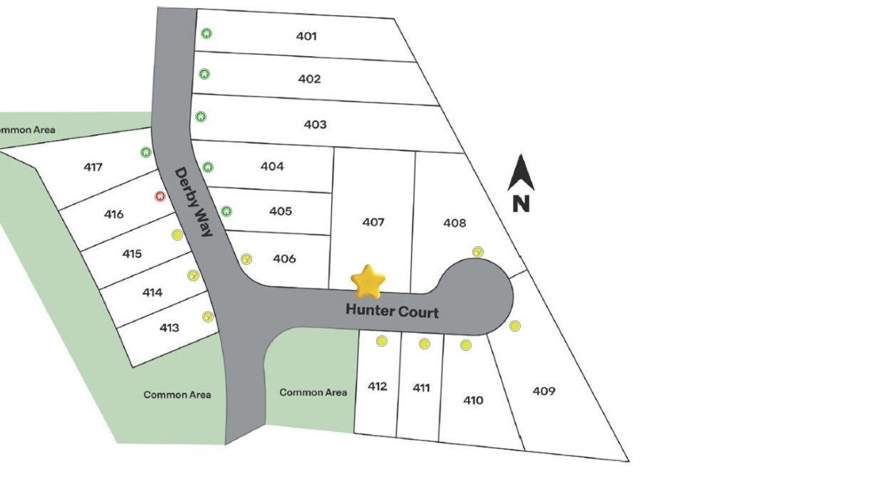 Site layout of Champions Run showing homesite #407.