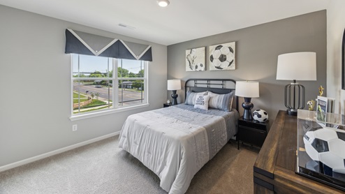Interior bedroom with large window