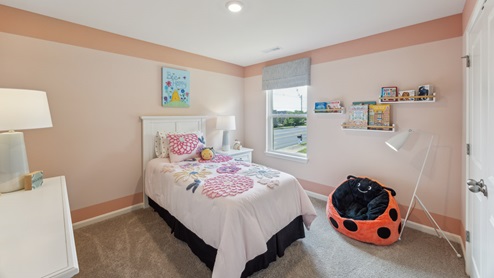 Interior bedroom with two accent walls