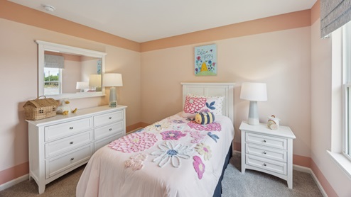 Interior bedroom with two accent walls