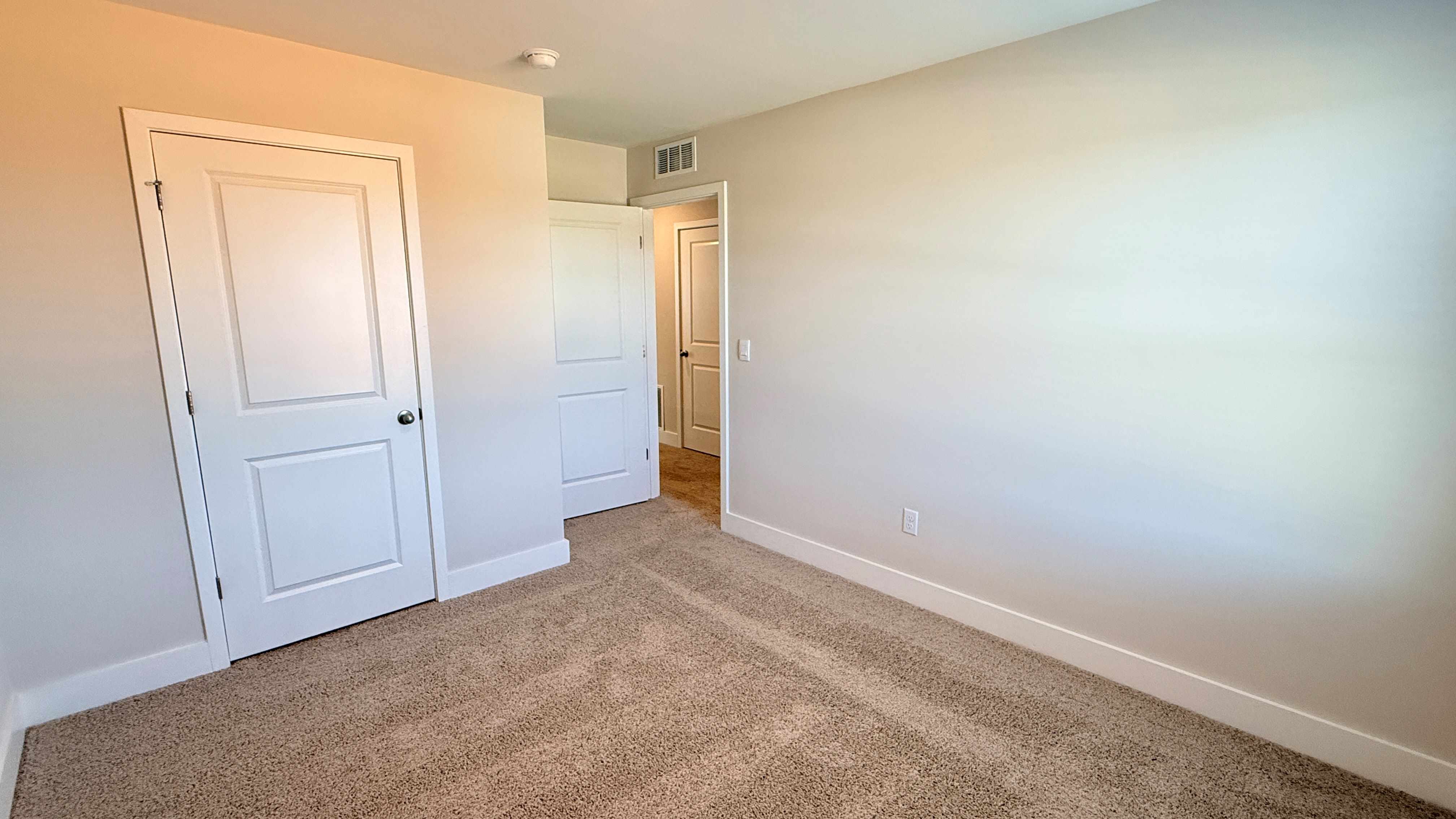 Other view of spare bedroom with closet door.