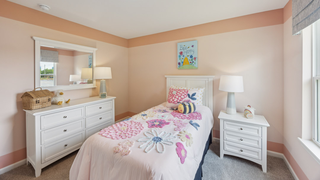 Interior bedroom with two accent walls