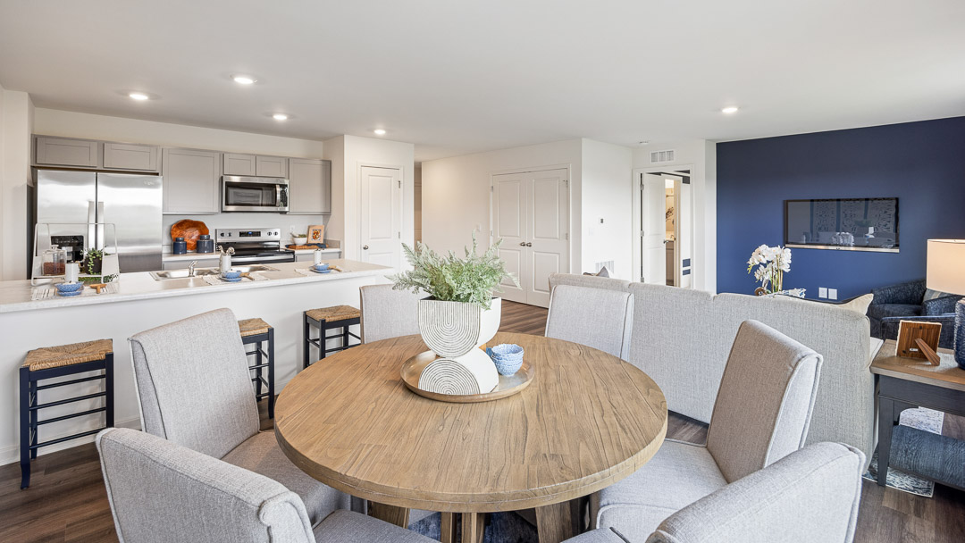 Interior dining area open to kitchen